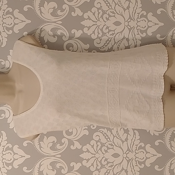 Crocheted, White Knit Sleeveless Top - Picture 1 of 6